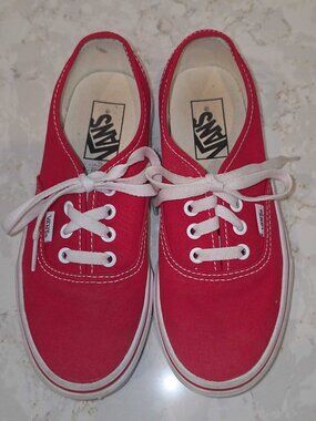 Vans Authentic Red White Canvas Sneakers Womens 6 Mens 4.5 NEW WITHOUT BOX